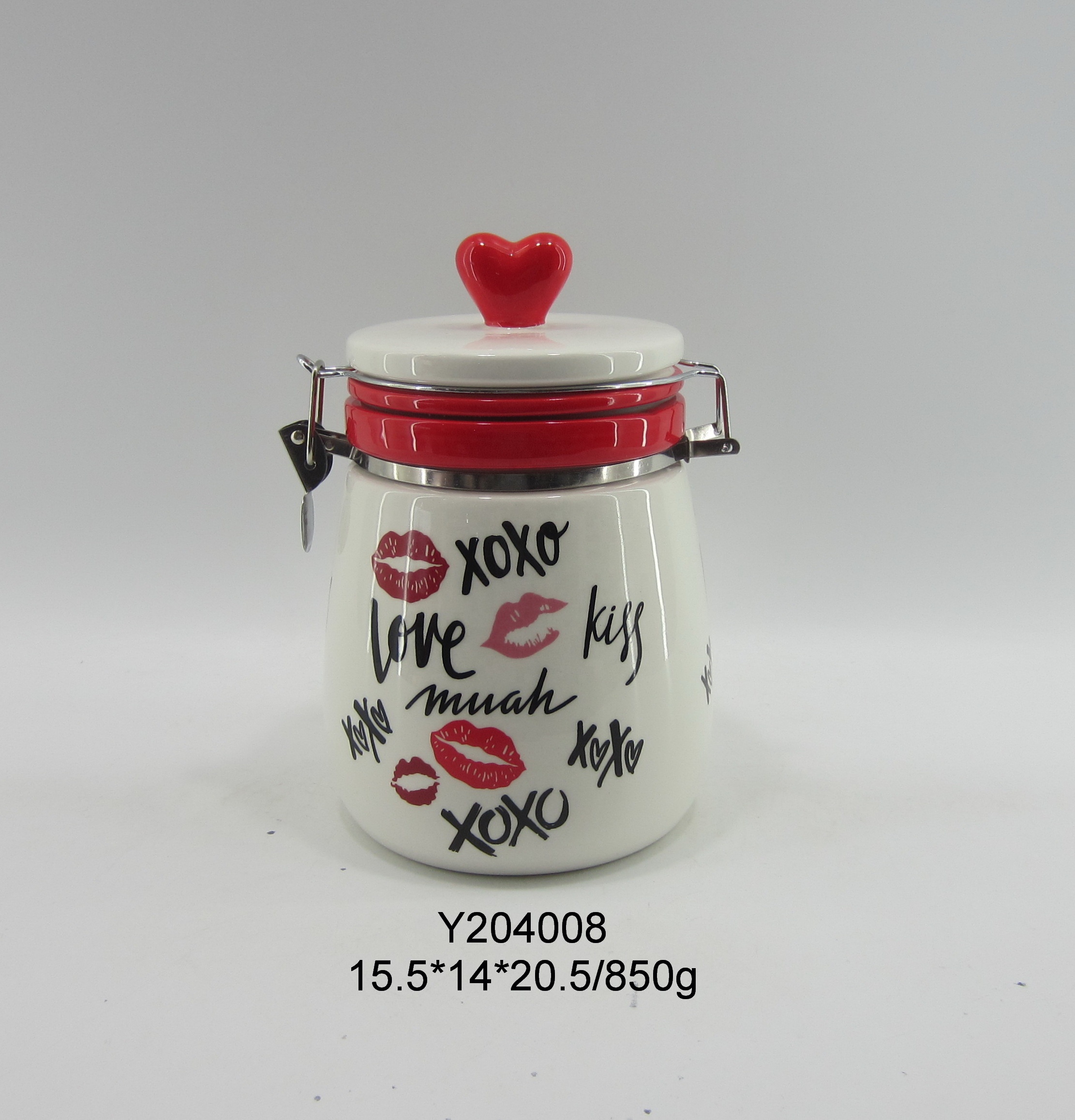 Valentine Candy Jar Heart shape Lid Ceramic Candy and Food Container Cookie Jar wedding decorative