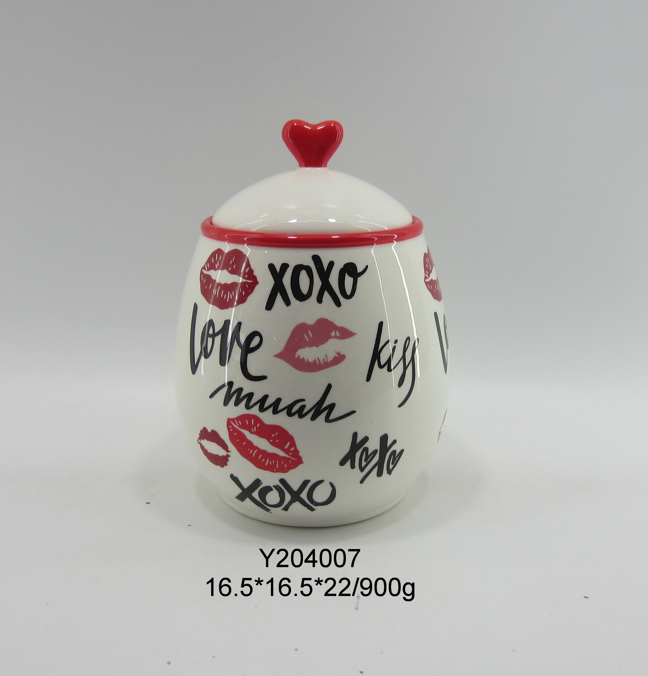 Valentine Heart design Airtight CandyJar Heart shape Lid Ceramic Airtight Canister Food Container Cookie Jar