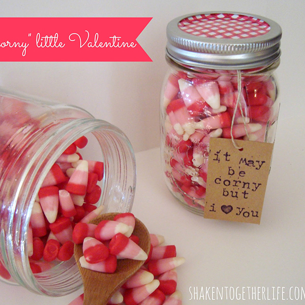 Valentine candy corn gift mason jar packaging