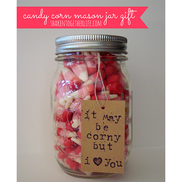 Valentine candy corn gift mason jar packaging