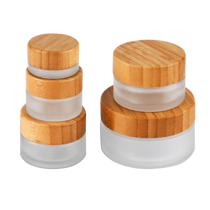 Valentine gifts custom size 2 oz storage bamboo cosmetic skin care glass jars for lotion bamboo