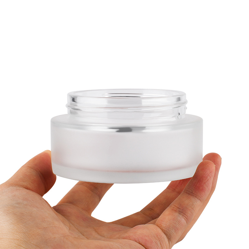 Valentine gifts durable bamboo storage cosmetic 2 oz frosted cream glass candle jar with wood lid large