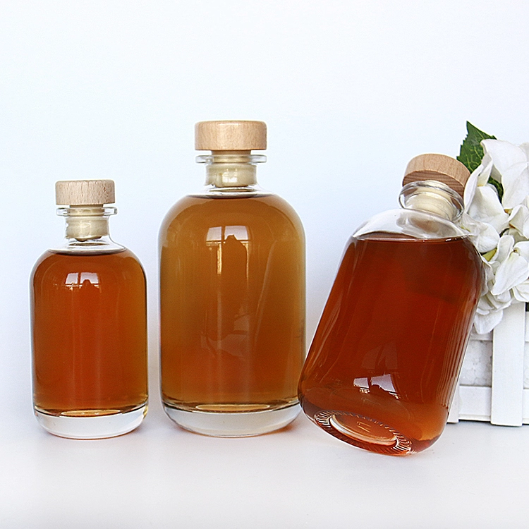 Vanjoin 100 ML 250 ML 375ML 500ML Liquor Round Glass Bottle with Cork