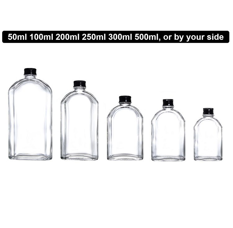 Vanjoin 100ml 200ml 250ml 350ml 500ml flat square clear cold liquor beverage juice coffee wine bottles glass flask bottle