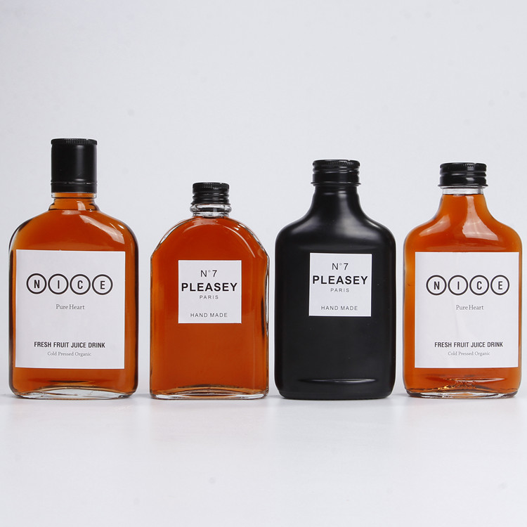 Vanjoin 100ml 200ml 250ml 350ml clear flat cold brew coffee glass bottles with screw cap