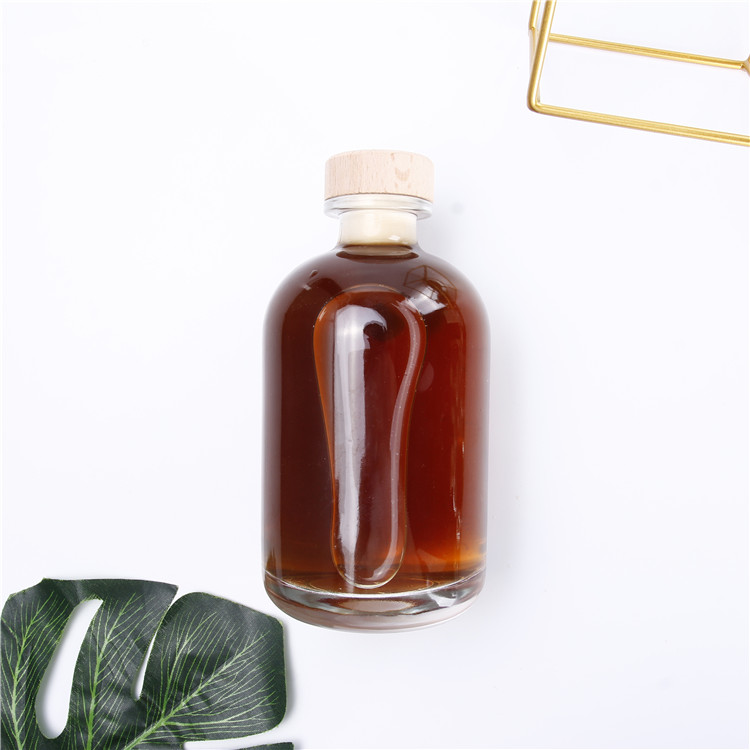 Vanjoin 100ml/250ml/375ml/500ml juice beverage liquor packaging clear frosted round glass bottle with cork stopper