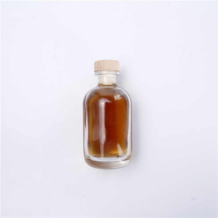 Vanjoin 100ml/250ml/375ml/500ml juice beverage liquor packaging clear frosted round glass bottle with cork stopper