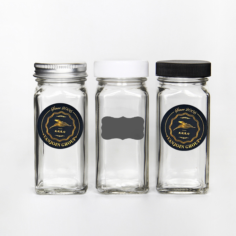 Vanjoin 120ml 4oz Hermetic Salt 180ml 6oz Square Spice Jar With Pourer Sifter Pourer Aluminium Cap For Pepper