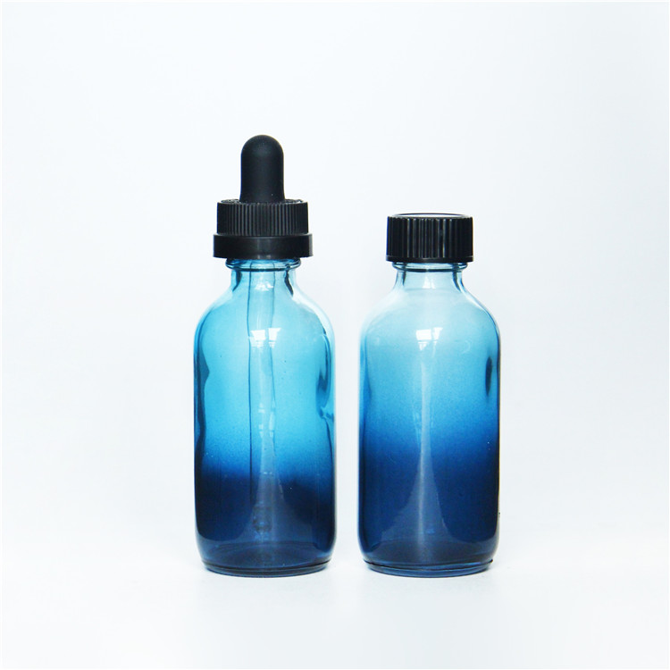 Vanjoin 15ml 30ml 60ml 100ml Custom Gradient Blue Personal Care Glass Packaging Essential Oil Bottles With Lids
