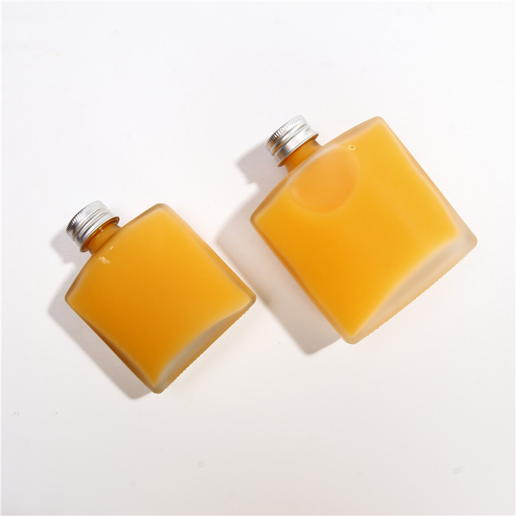 Vanjoin 200ml Flat Square Clear Wine Glass Bottle Flask Glass Bottles with Logo Printing and Metal Lid