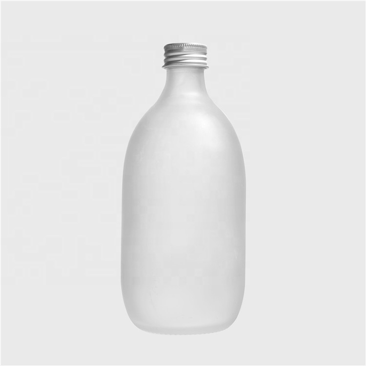 Vanjoin 2021 Beverage Bottles 250ml 300ml 350ml 500ml Frosted Clear Glass Soft Drink Bottle With Screw Aluminum Cap