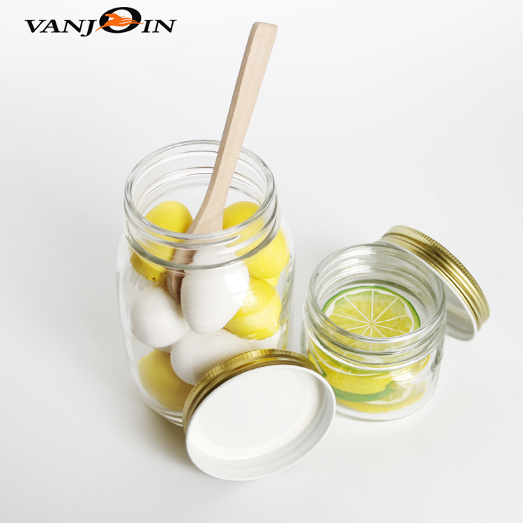 Vanjoin 250ml 8oz wide mouth mason jam jar glass mason jars with metal screw lid
