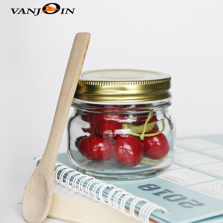 Vanjoin 250ml 8oz wide mouth mason jam jar glass mason jars with metal screw lid