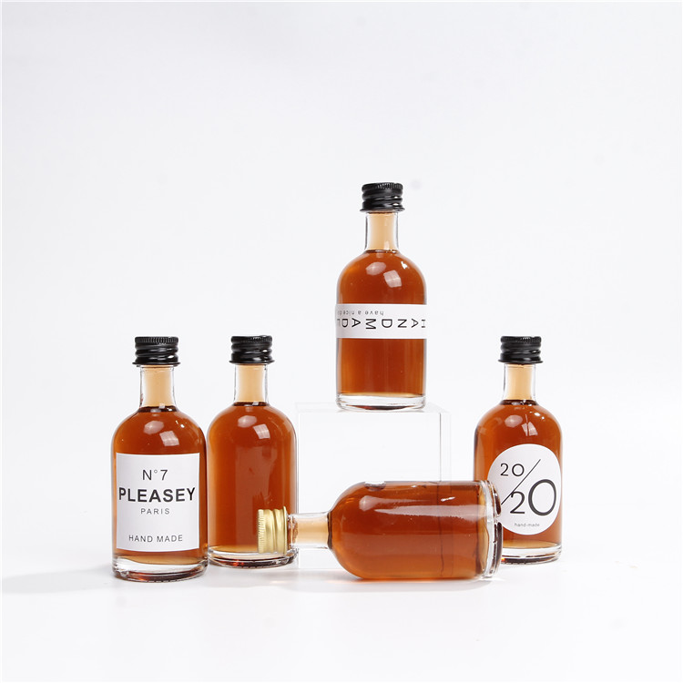 Vanjoin 50ML Mini Glass Bottles Small Neck Width Liquor Bottles with Screw Cap