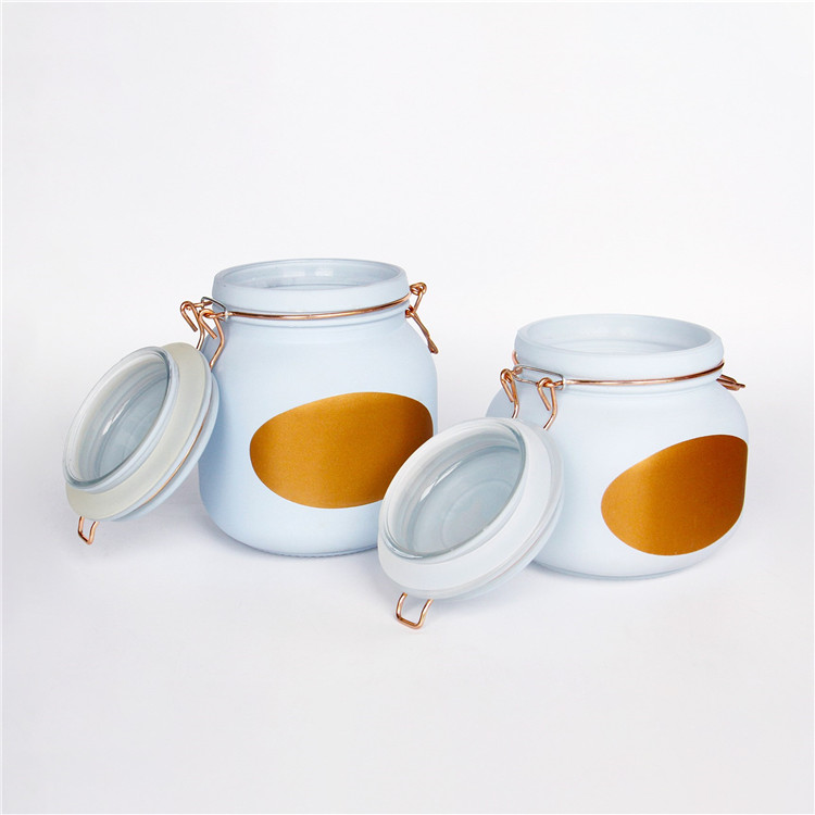 Vanjoin Custom Color Printing Seal Jars With Flip Lid Swing Top Glass Jar 200ml 500ml 750ml