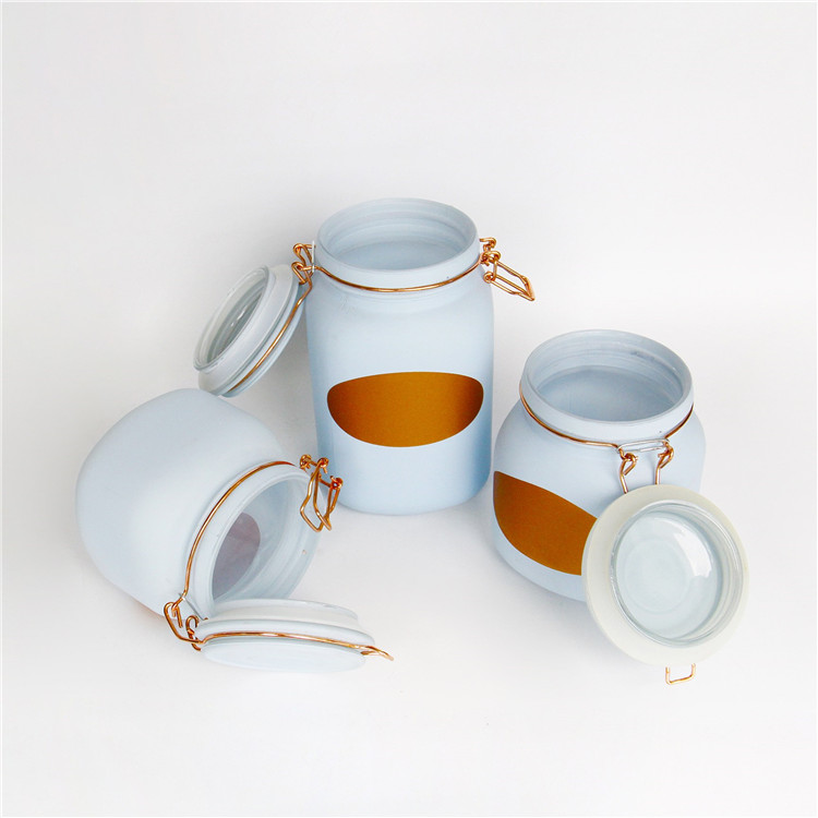 Vanjoin Custom Color Printing Seal Jars With Flip Lid Swing Top Glass Jar 200ml 500ml 750ml