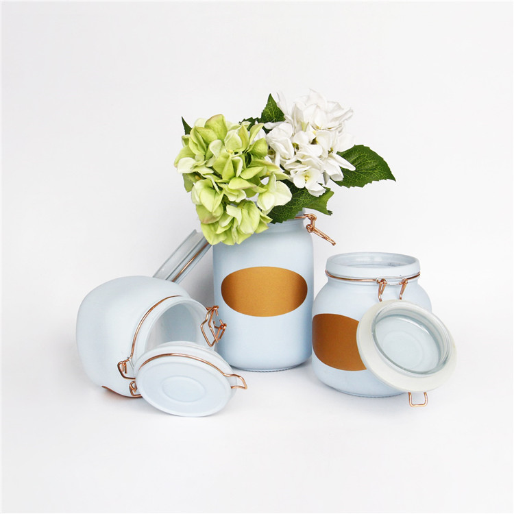 Vanjoin Custom Color Printing Seal Jars With Flip Lid Swing Top Glass Jar 200ml 500ml 750ml