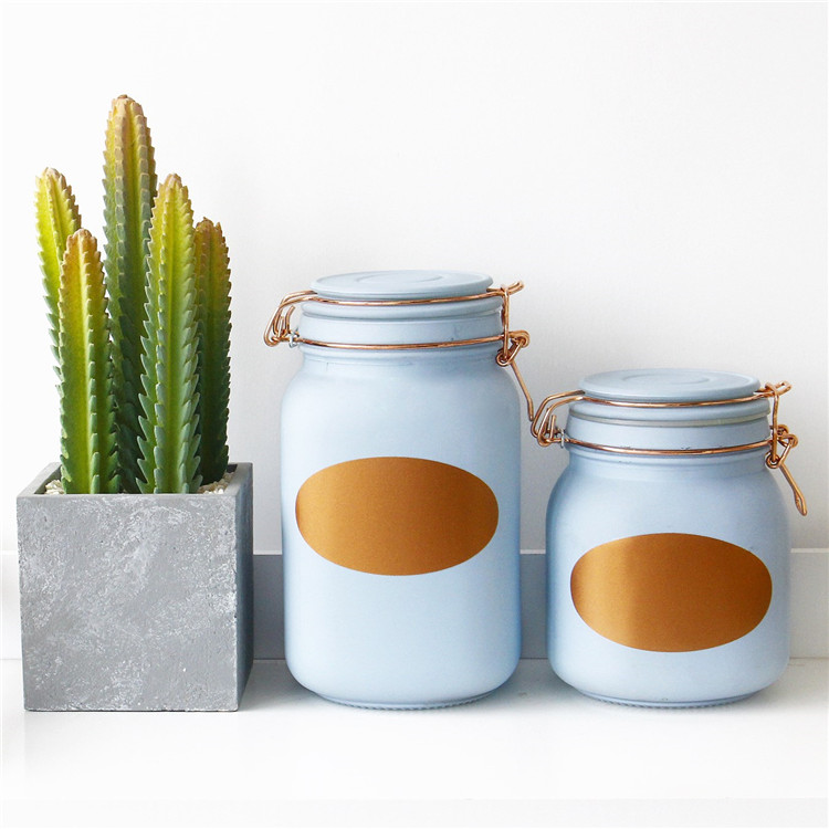 Vanjoin Custom Color Printing Seal Jars With Flip Lid Swing Top Glass Jar 200ml 500ml 750ml