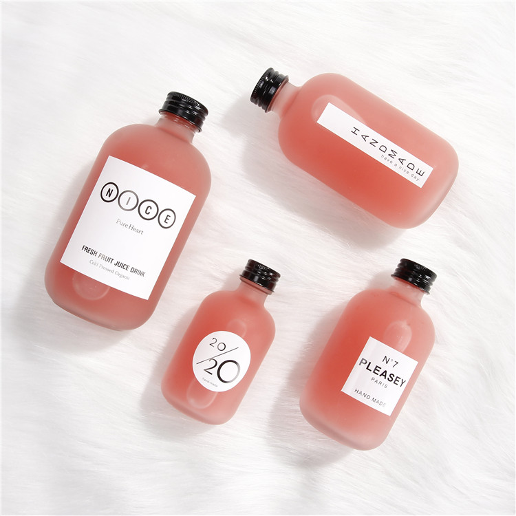 Vanjoin Custom Label Frosted 100 ML 250 ML 375ML 500ML Liquor Bottles Round Vodka Glass Bottle with Metal Lids