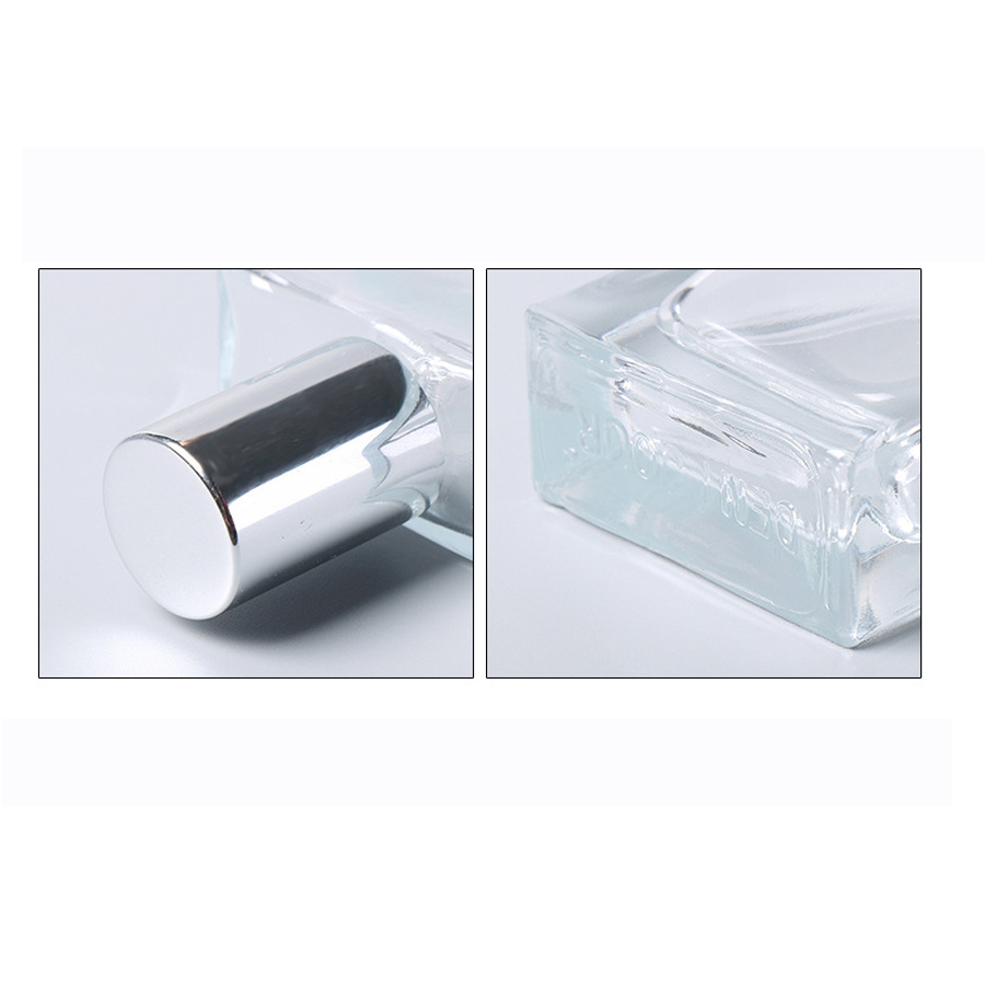 Vanjoin Custom Label Printing 30ml 50ml Square Perfume glass Bottles with Spray Head Gold