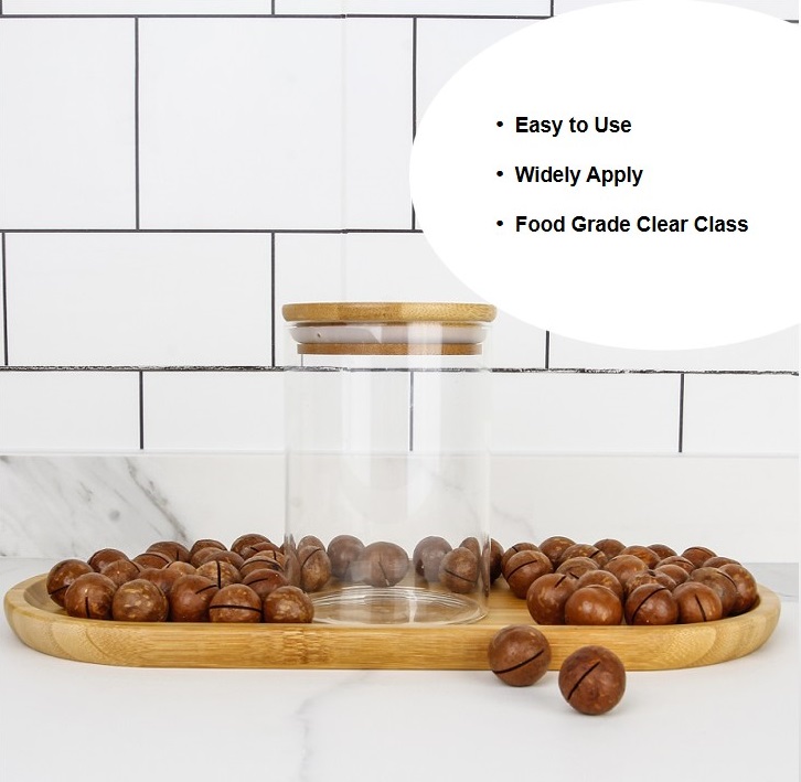 Vanjoin Custom Logo Clear Round High Borosilicate Glass Kitchen Storage Jar Candy Jar for Storage