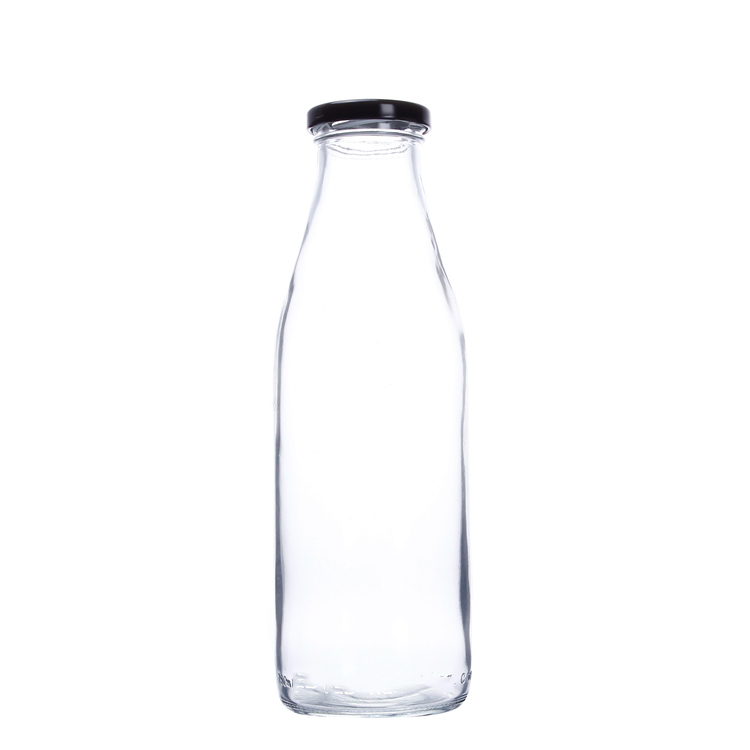 Vanjoin Custom Logo Print 1Liter Clear Fresh Juicy Beverage Organic Milk Glass Bottles With Twist-Off Lid