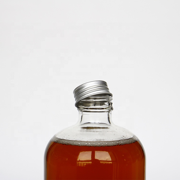 Vanjoin Custom Logo Print 250ml 500ml 1000ml Clear Kombucha Beverage Glass Bottles With Black Airtight Lids