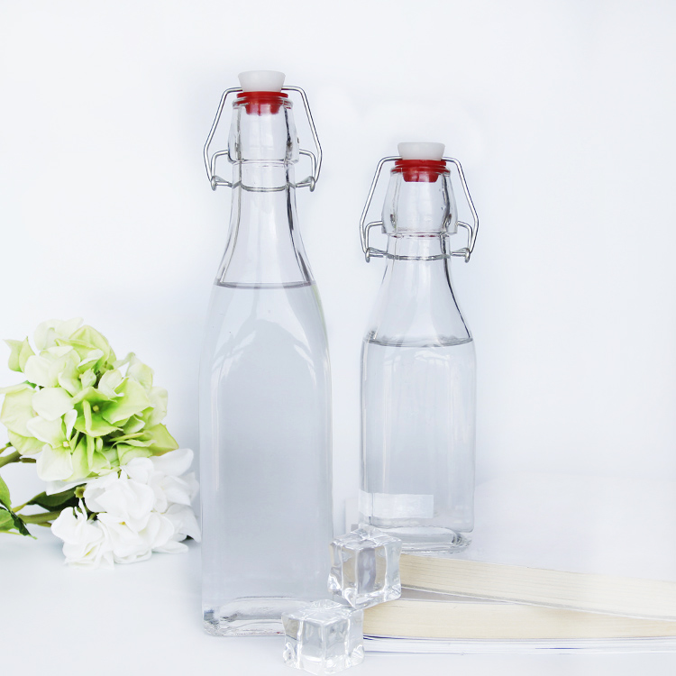 Vanjoin Custom Logo Print 250ml 500ml 1liter Swing Top Glass Bottles with Stoppers