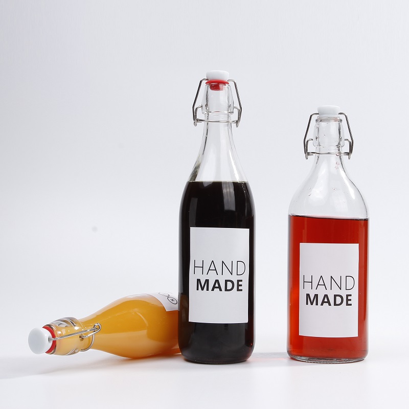 Vanjoin Custom Logo Print 250ml 500ml 1liter Swing Top Glass Bottles with Stoppers