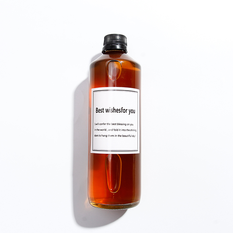 Vanjoin Custom Printing 750ml Round Glass Straight Side Drink Bottles Juice Bottle with Anti-theft Caps with Label