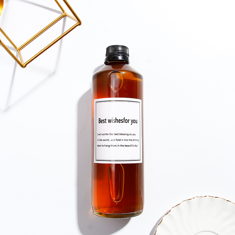 Vanjoin Custom Printing 750ml Round Glass Straight Side Drink Bottles Juice Bottle with Anti-theft Caps with Label