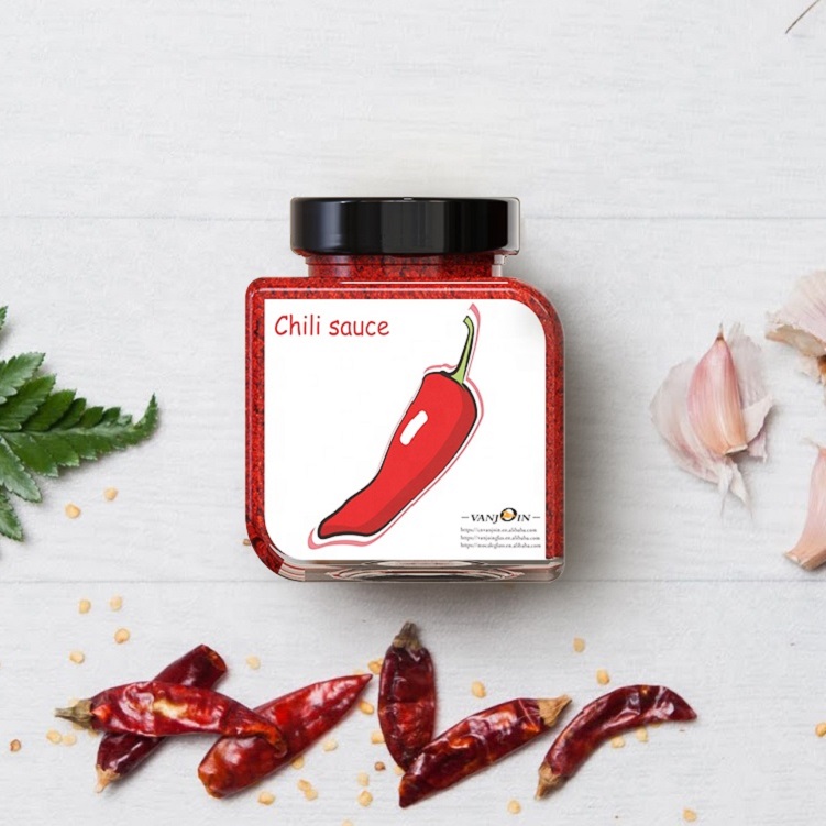 Vanjoin Custom Printing OEM Leaf Shape Spice Jars 350 ml Glass Food Canning Square Jar WIth Metal Lug Cap