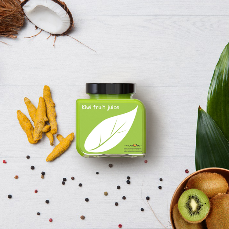 Vanjoin Custom Printing OEM Leaf Shape Spice Jars 350 ml Glass Food Canning Square Jar WIth Metal Lug Cap