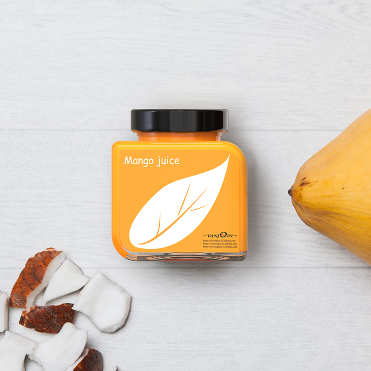 Vanjoin Custom Printing OEM Leaf Shape Spice Jars 350 ml Glass Food Canning Square Jar WIth Metal Lug Cap