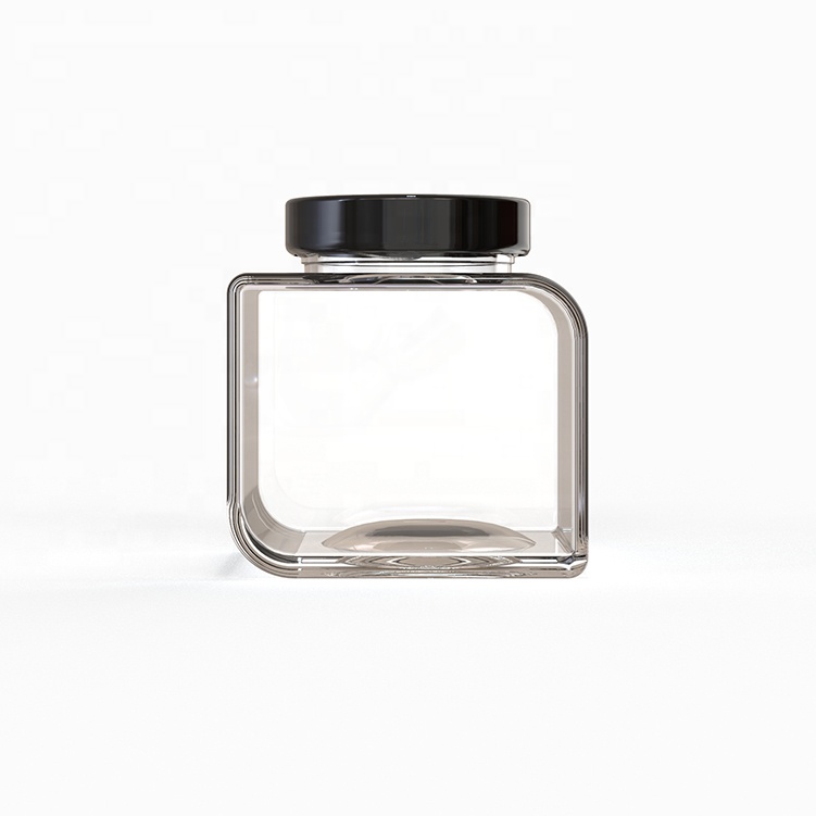 Vanjoin Designer New Square 12 oz 12oz 350ml Clear Glass Bbq Sauce Packaging Bottles With Lid