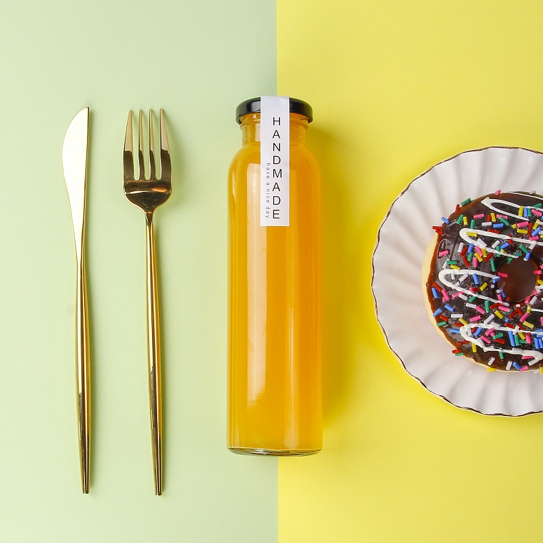 Vanjoin Drinking Packing Suppliers Cylinder Tall Round Straight Cold Pressed Juce Side 300 ml 10oz Glass Bottles with Metal Lids