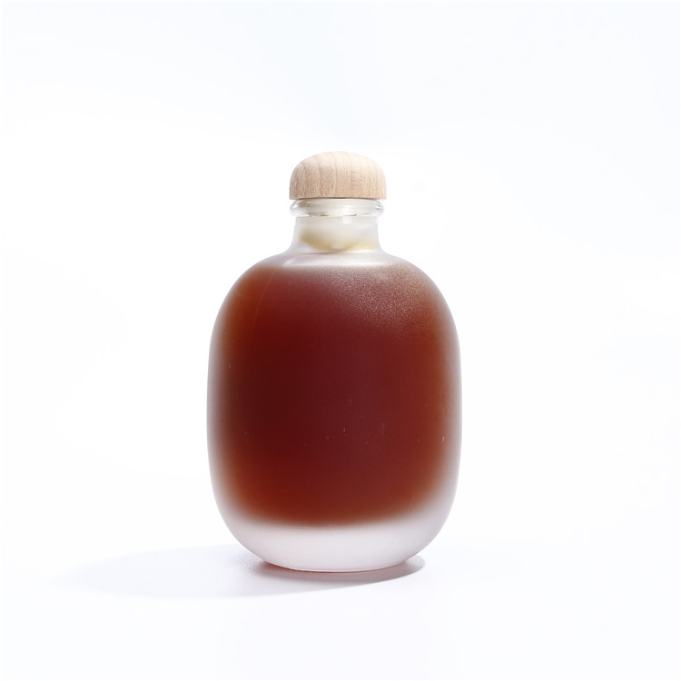 Vanjoin Frosted Glas Bottl Squat Round Shaped 250 ml 500 ml Liquor Fruit Wine Alcohol Glass Bottle With Cork
