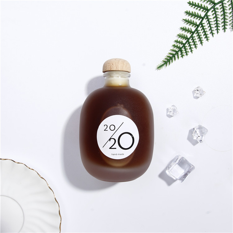 Vanjoin Frosted Glas Bottl Squat Round Shaped 250 ml 500 ml Liquor Fruit Wine Alcohol Glass Bottle With Cork