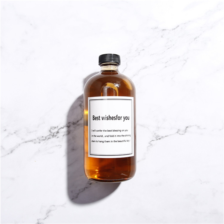 Vanjoin Glass Beverage Bottles 500ml 1000ml Clear Juicy Botle With Black Plastic Lid For Kombucha