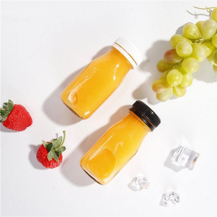 Vanjoin Glass French Square Bottles 60ml 250ml 480ml 2oz 8oz 16oz Beverage Juice Glass Bottle with Cap