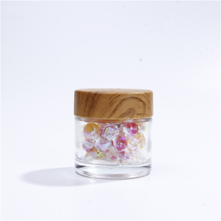 Vanjoin Glass Packing Manufacturer 100 ml 200ml Bamboo Lid Gift Craft Jar Face Cream Clear Jar in Bulk