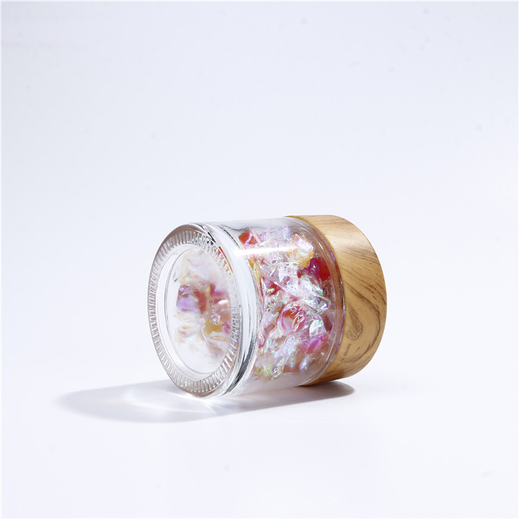 Vanjoin Glass Packing Manufacturer 100 ml 200ml Bamboo Lid Gift Craft Jar Face Cream Clear Jar in Bulk