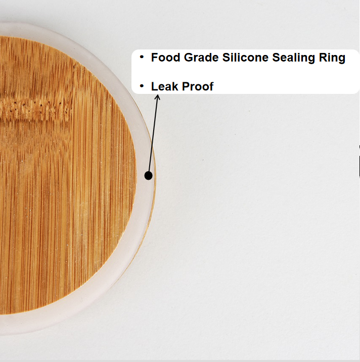 Vanjoin Glass Storage Jar Airtight Container with Natural Bamboo Lid and Silicone Sealing Ring