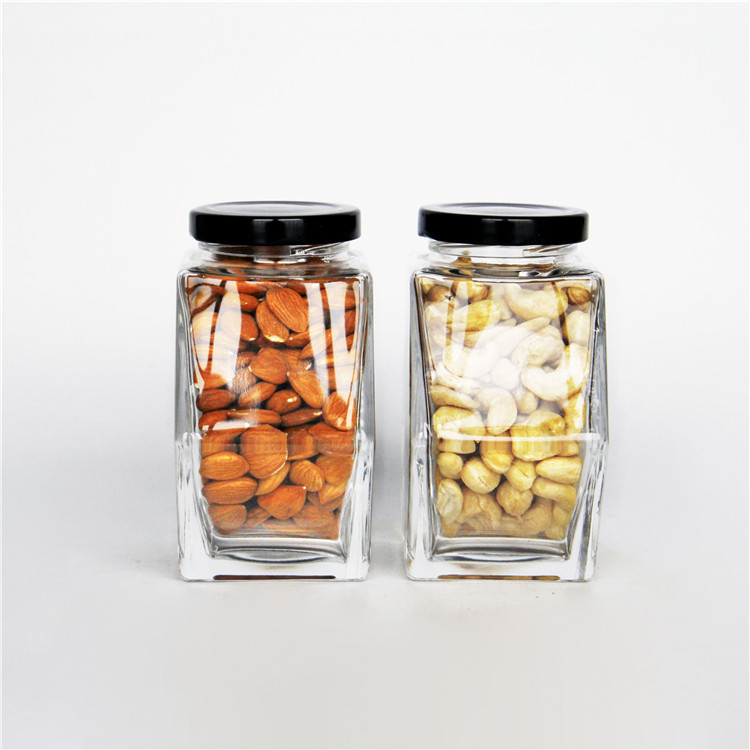 Vanjoin Hexagonal Household Storage Glass Jar With Metal Tinplate Lid 100ml 220ml 380ml