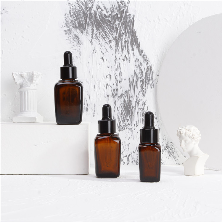 Vanjoin High Quality Amber Skin Care Packaging Square Glass Dropper Bottle 30ml 50ml