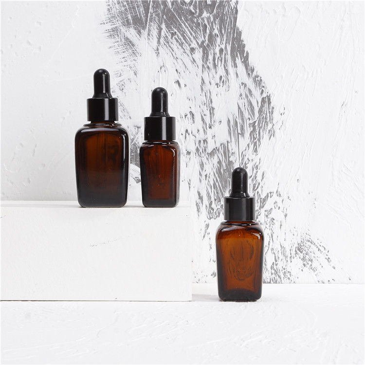 Vanjoin High Quality Amber Skin Care Packaging Square Glass Dropper Bottle 30ml 50ml