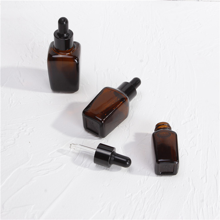 Vanjoin High Quality Amber Skin Care Packaging Square Glass Dropper Bottle 30ml 50ml