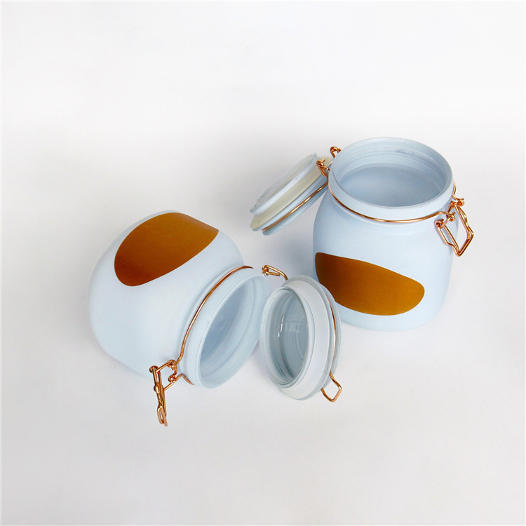 Vanjoin Hot Sale 200ml 500ml 750ml Custom Color Printing Glass Jars With Swing Top For Food Storage