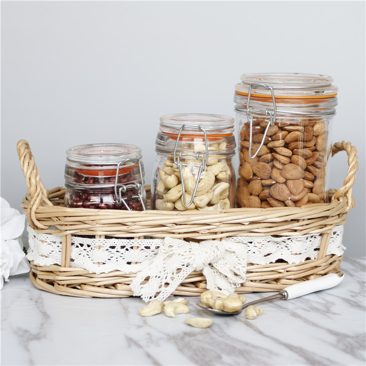 Vanjoin Household Cylinder Glass Jar With Swing Top Lid Sealed Storage Bottle And Jars