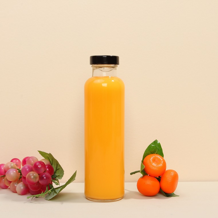 Vanjoin Juicer 10oz Clear Juicer Glass Beverage Bottles with Metal Lids Sealing Well Kombucha Juice Milk Tea Beverage